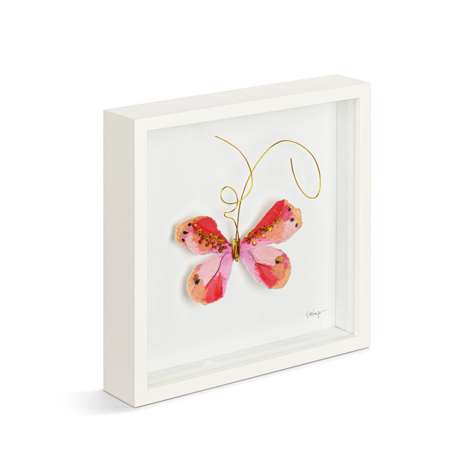Pink Butterfly Wall Art 10"sq
