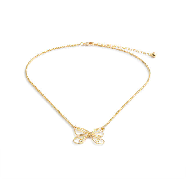 Butterfly Open Charm Gold Necklace 16in