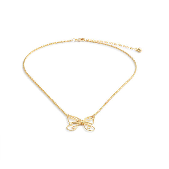 Load image into Gallery viewer, Butterfly Open Charm Gold Necklace 16in
