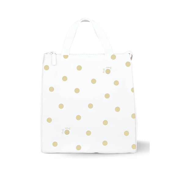 Lunch Bag with Portable Soft Cooler by Kate Spade in Gold Foil Dot