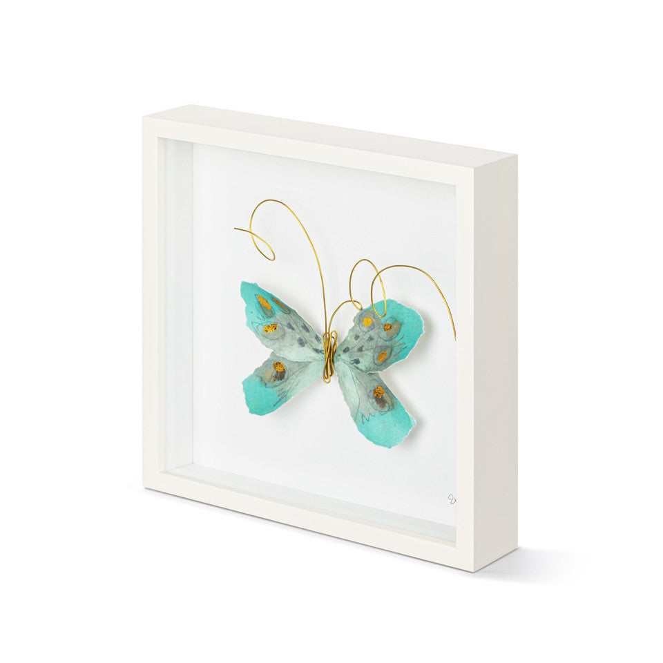 Turquoise&Gold Butterfly Wall Art 10"sq