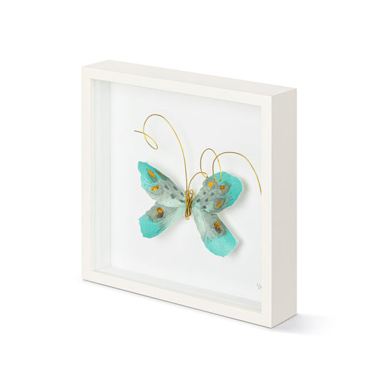 Load image into Gallery viewer, Turquoise&amp;amp;Gold Butterfly Wall Art 10&amp;quot;sq
