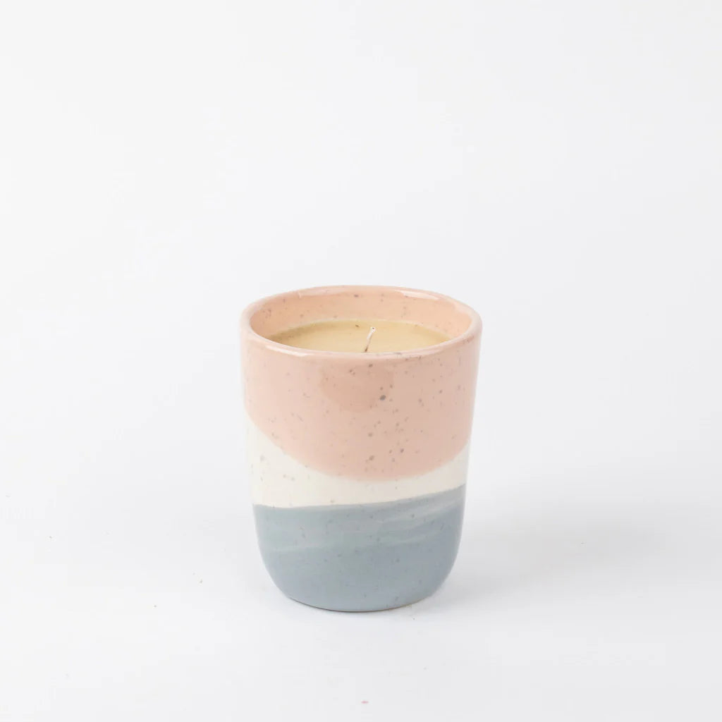 Sweet Grace Neutral Grey/Pink Ceramic Pot Candle
