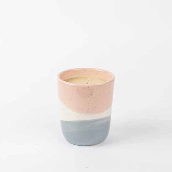 Sweet Grace Neutral Grey/Pink Ceramic Pot Candle