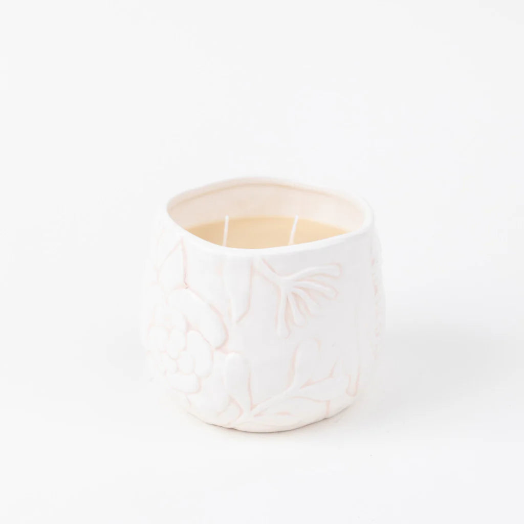 Sweet Grace Floral Ceramic Pot Candle