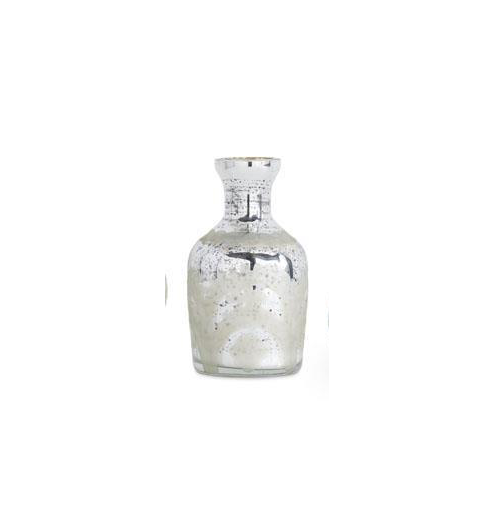 Medium Silver Mercury Glass Etched Vase