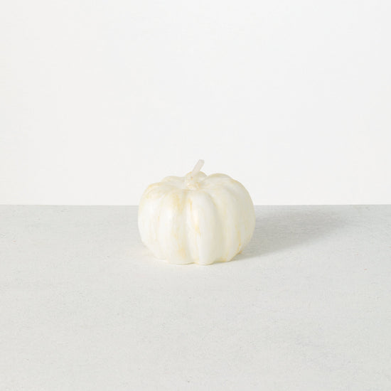 Small White/Gold Pumpkin Candle