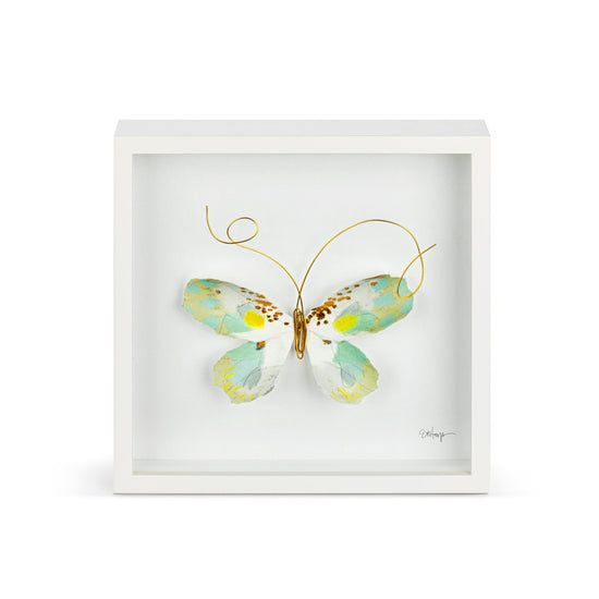 Green & White Butterfly Wall Art 10"sq