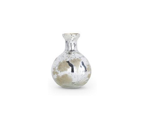 Small Silver Mercury Glass Etched Bud Vase