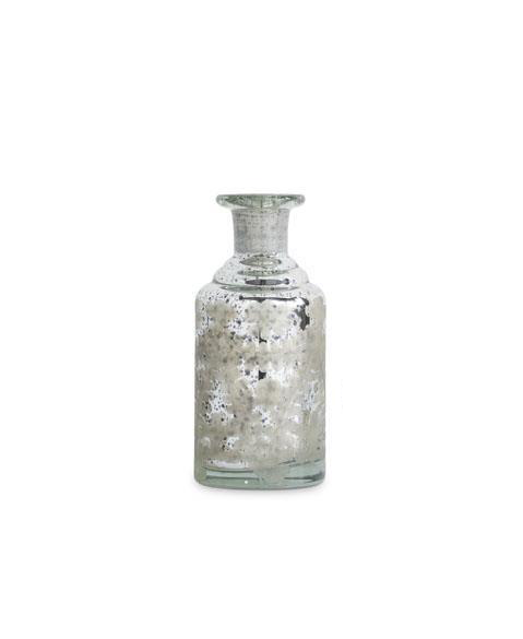 Tall Bottleneck Silver Mercury Glass Etched Bud Vase