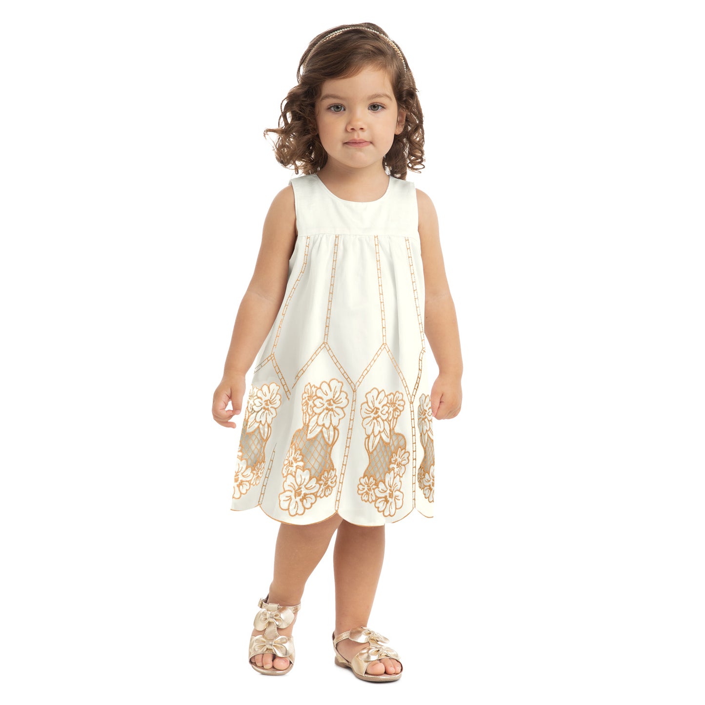 Embroidered Floral A Line Tank Dress