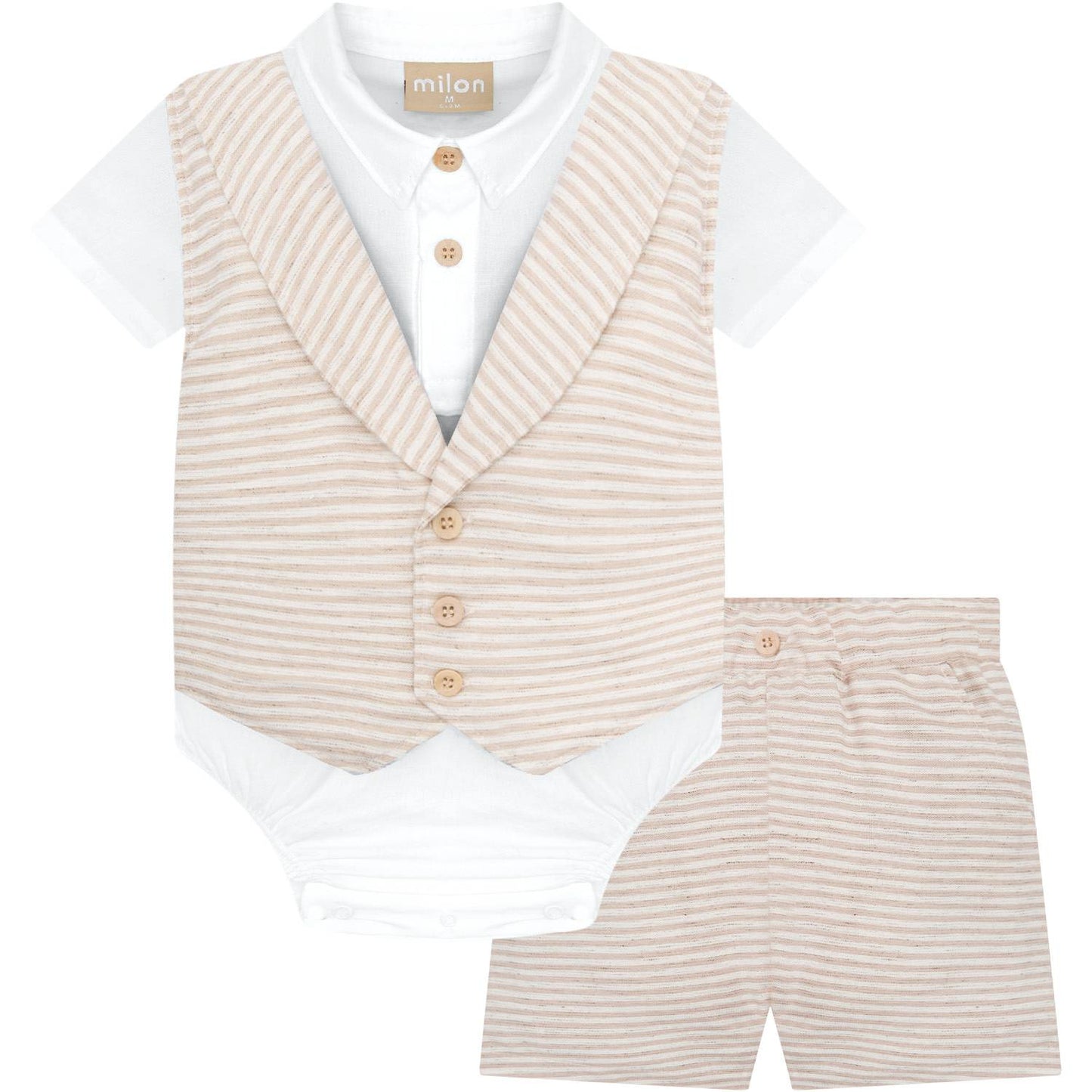 3 Piece Woven Shirt/Vest/Short Set