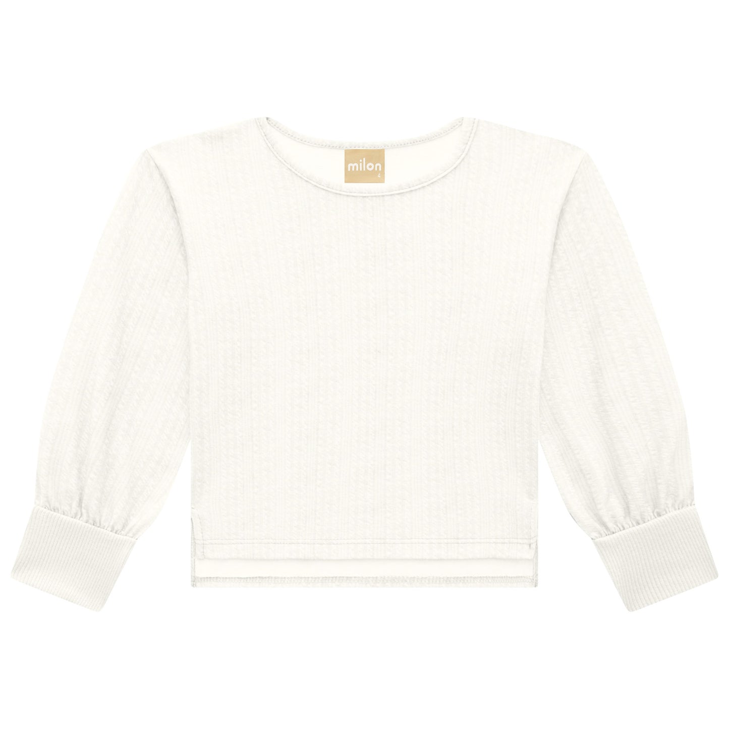 Textured Off White Balloon Sleeve Top