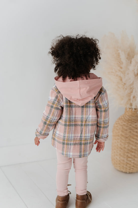 Load image into Gallery viewer, Pink Hooded Plaid Shacket
