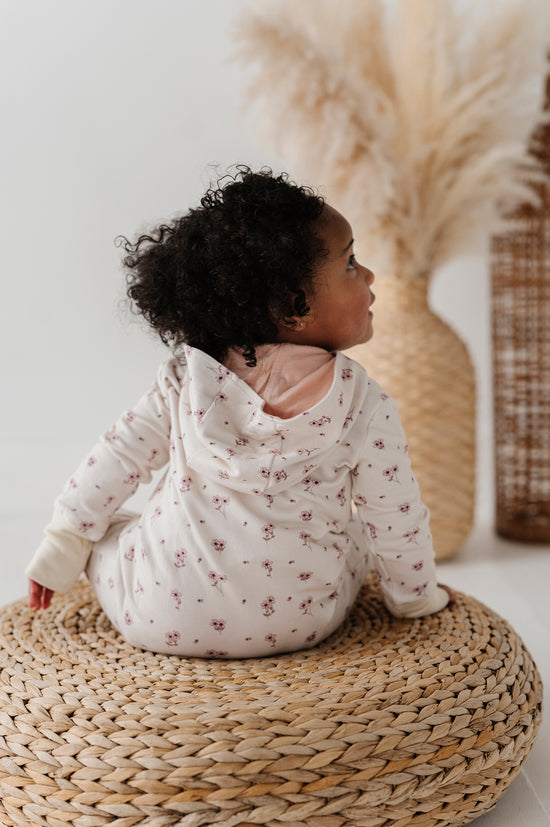 Load image into Gallery viewer, Mini Cream Floral Zip Romper

