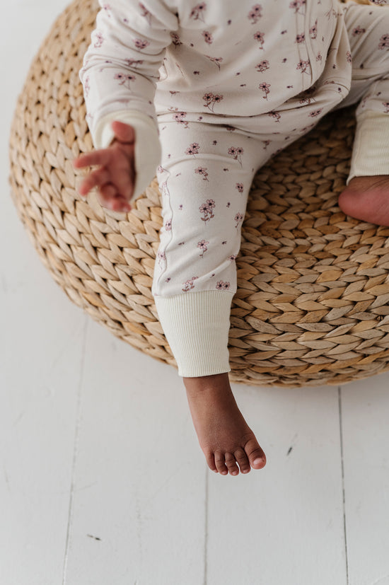 Load image into Gallery viewer, Mini Cream Floral Zip Romper
