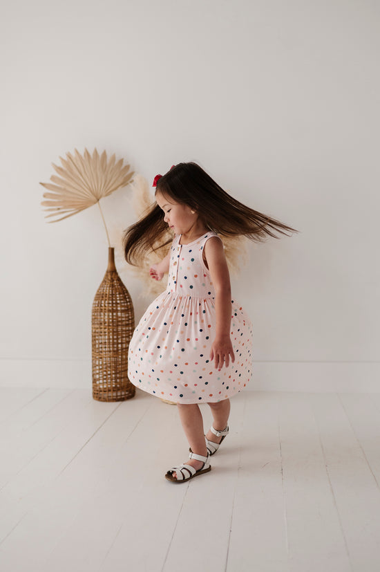 Load image into Gallery viewer, Sweet Dots Henley Tank Dress
