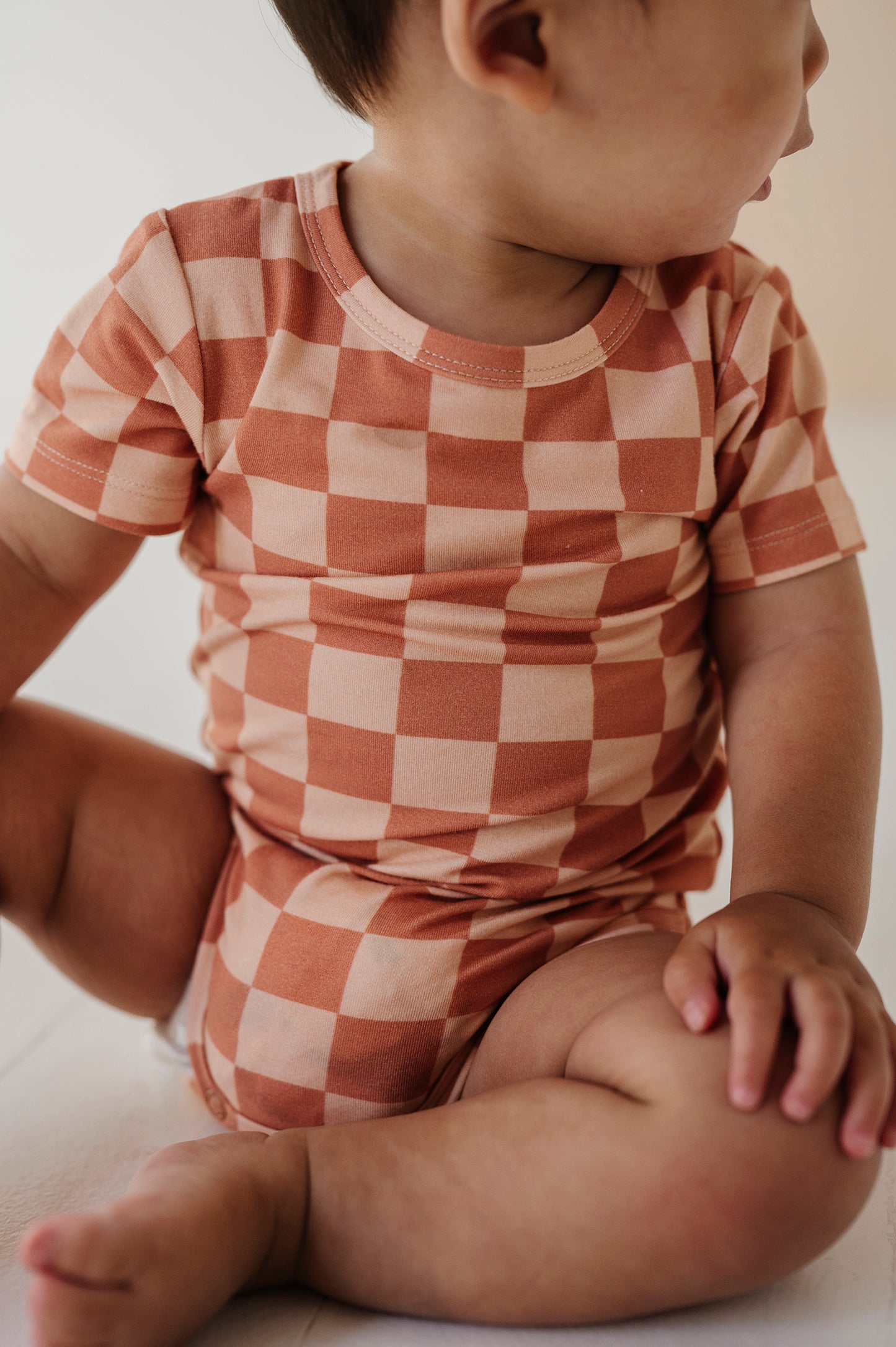 Sunset Checker Short Sleeve Romper