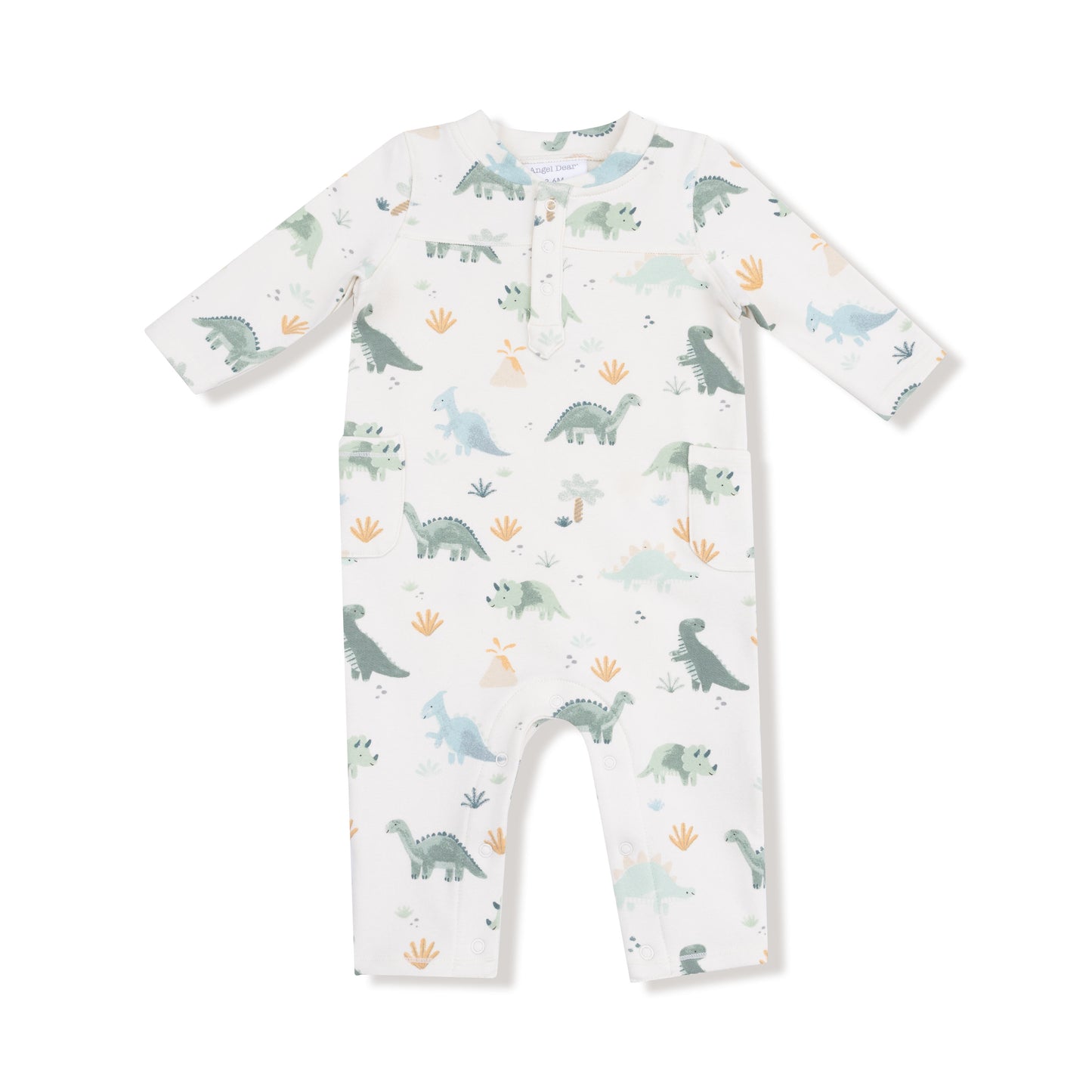 Soft Dinos - French Terry- Green - Uni  Romper