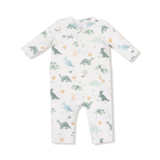 Soft Dinos - French Terry- Green - Uni  Romper