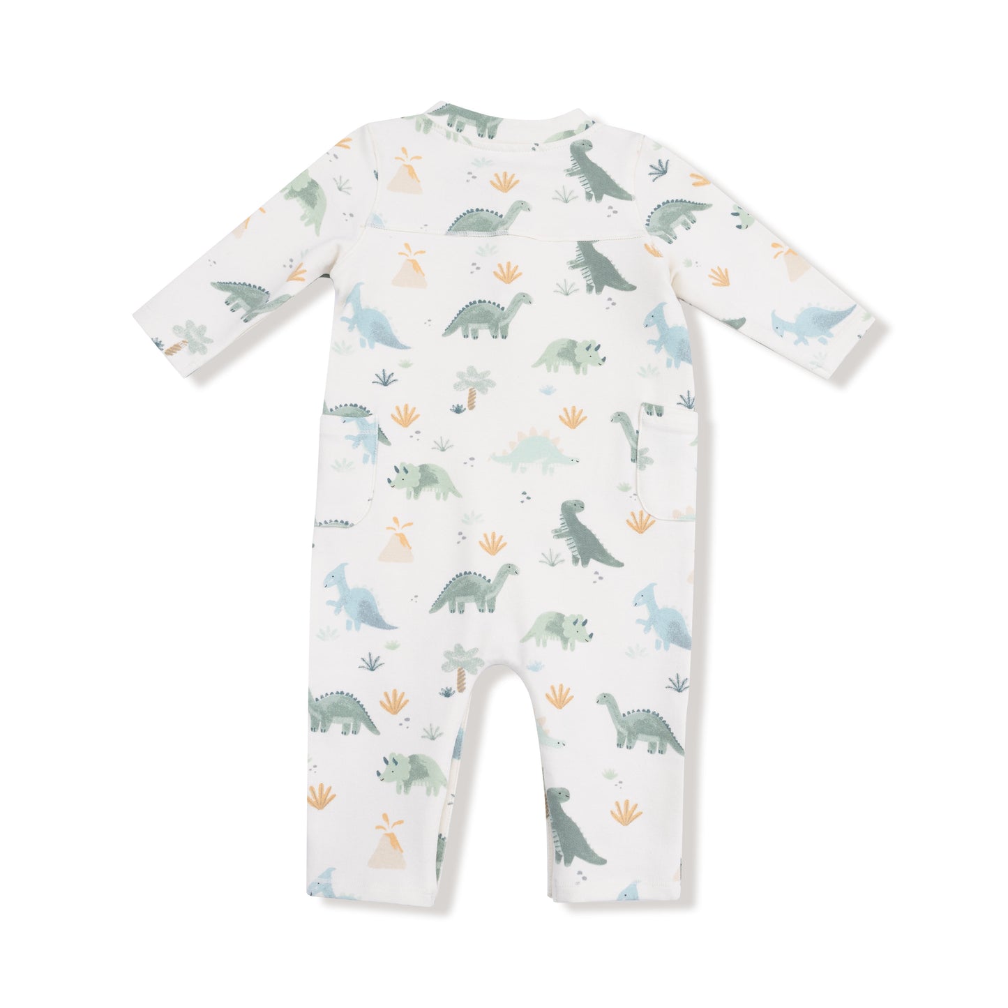 Soft Dinos - French Terry- Green - Uni  Romper