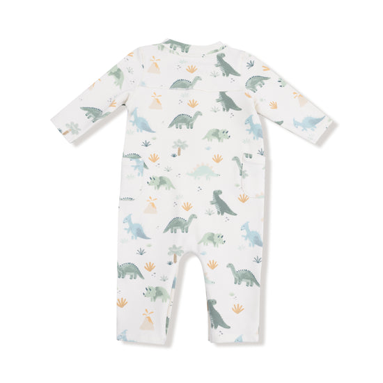 Soft Dinos - French Terry- Green - Uni  Romper