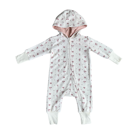 Load image into Gallery viewer, Mini Cream Floral Zip Romper
