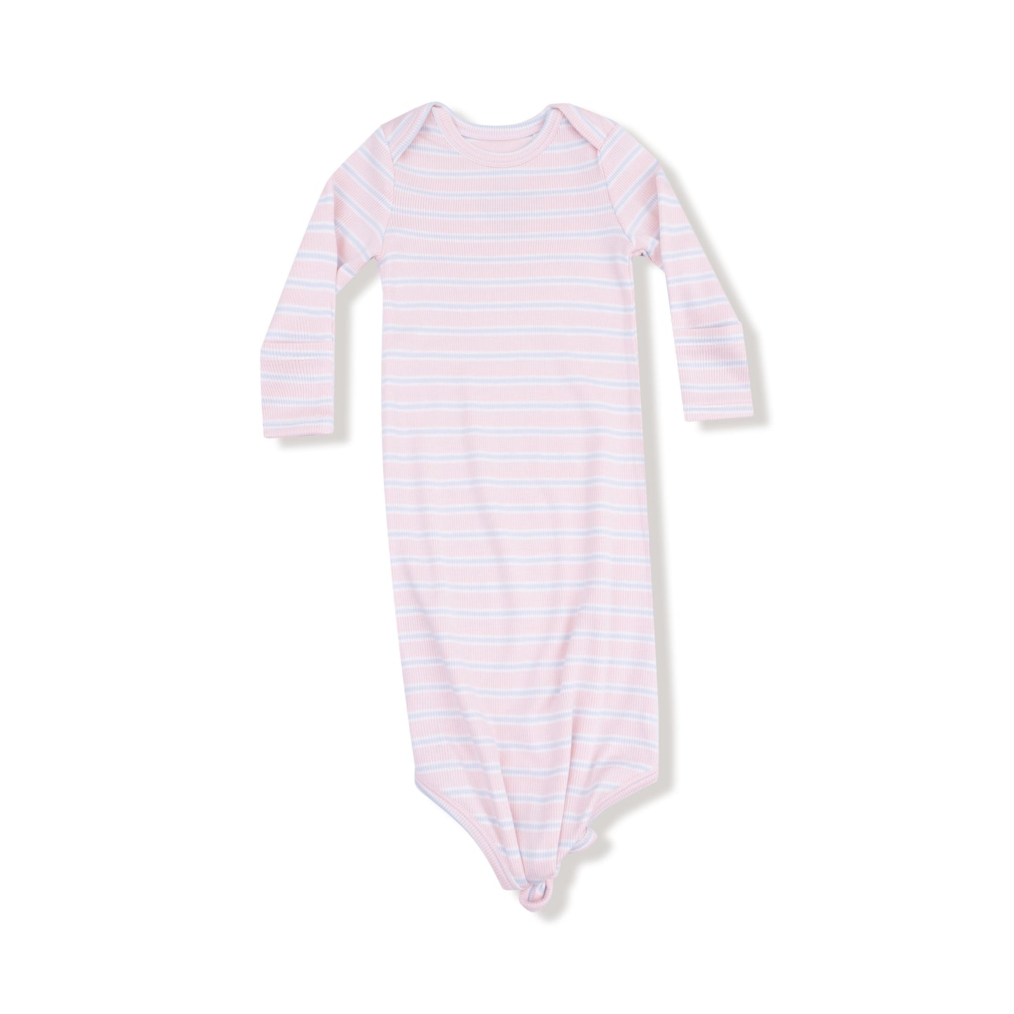 0-3M Pink Multi Stripe Knotted Gown