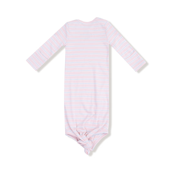 0-3M Pink Multi Stripe Knotted Gown
