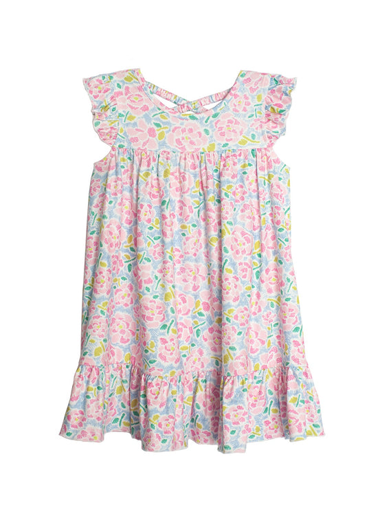 Pink Drawn Floral Dress