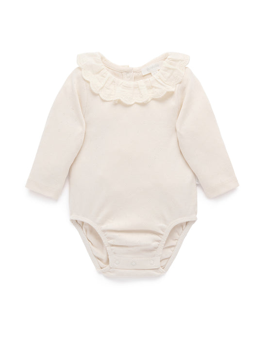 Organic Ruffle Pointelle Ivory Bodysuit (Copy)