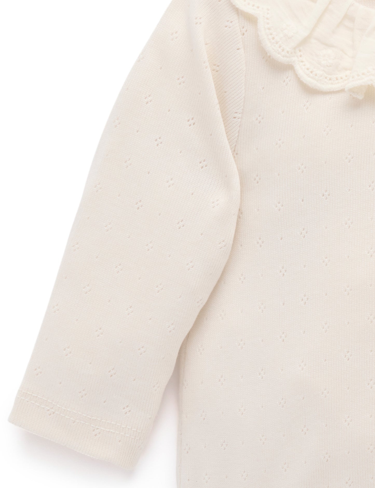Organic Ruffle Pointelle Ivory Bodysuit (Copy)