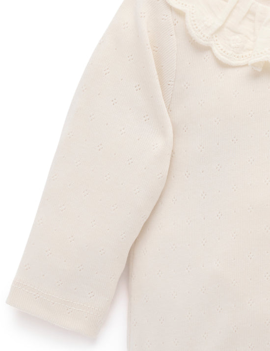 Organic Ruffle Pointelle Ivory Bodysuit (Copy)