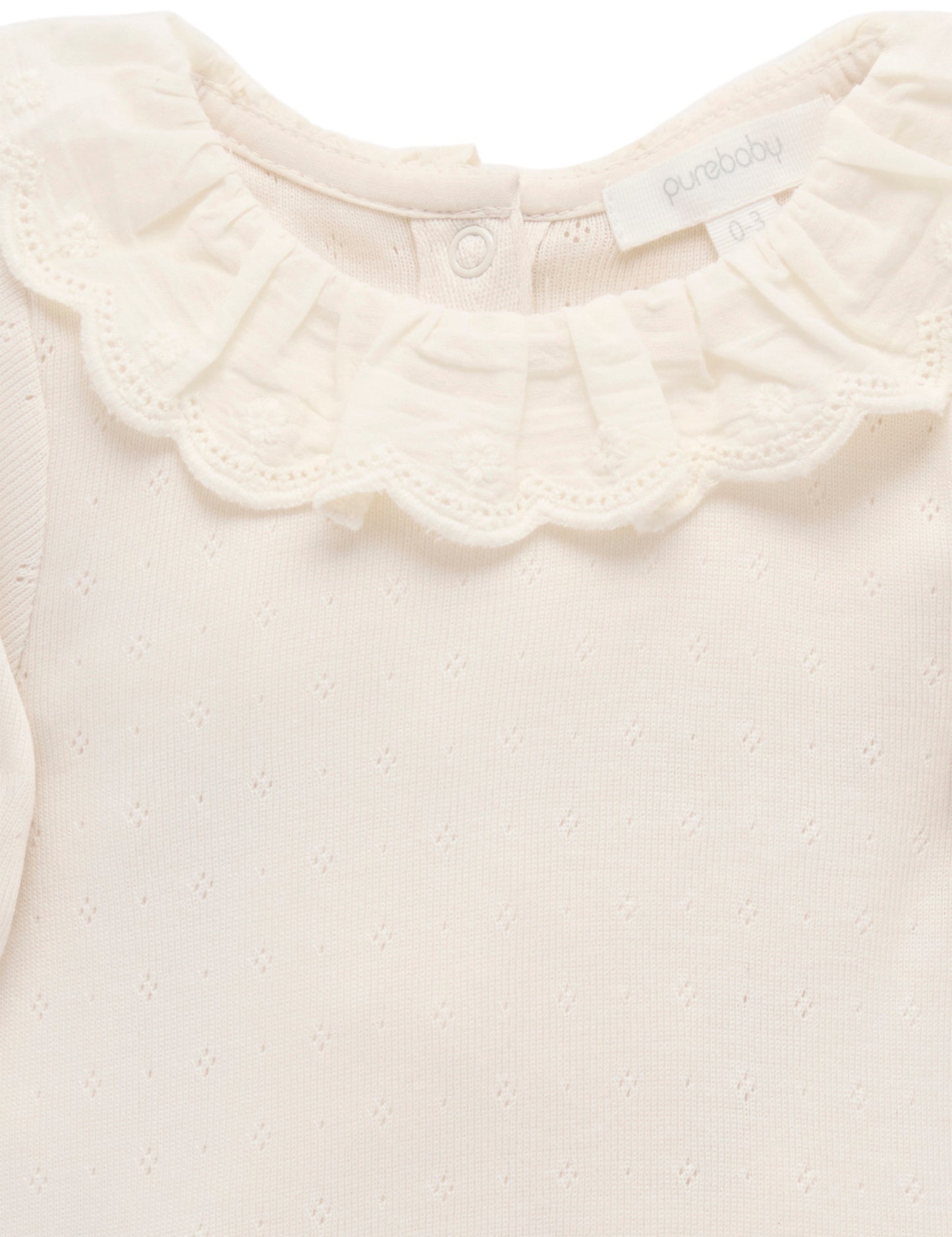 Organic Ruffle Pointelle Ivory Bodysuit (Copy)