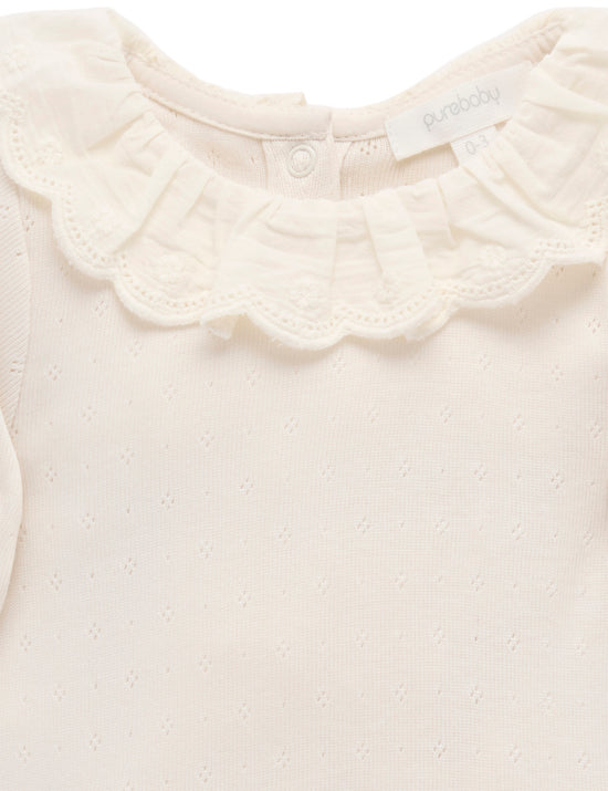 Organic Ruffle Pointelle Ivory Bodysuit (Copy)