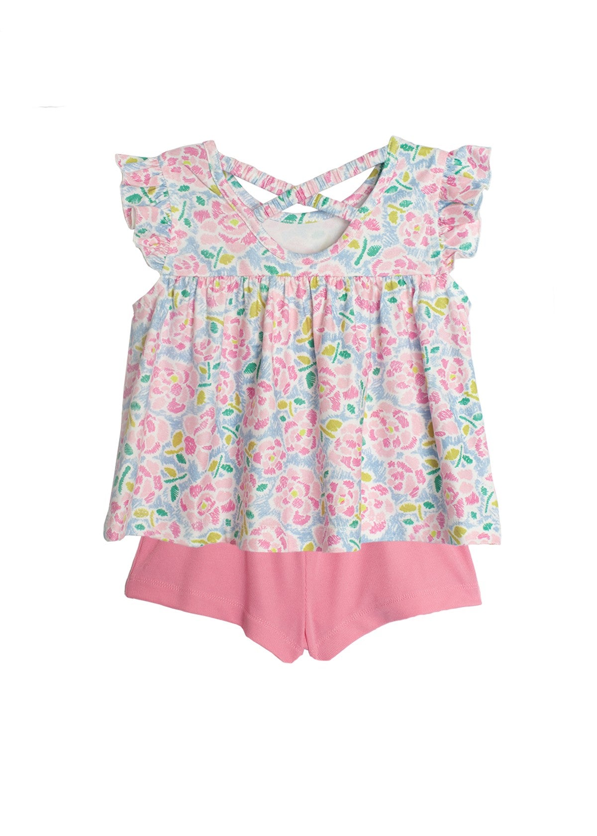 Pink Scribble Floral 2 Piece Set