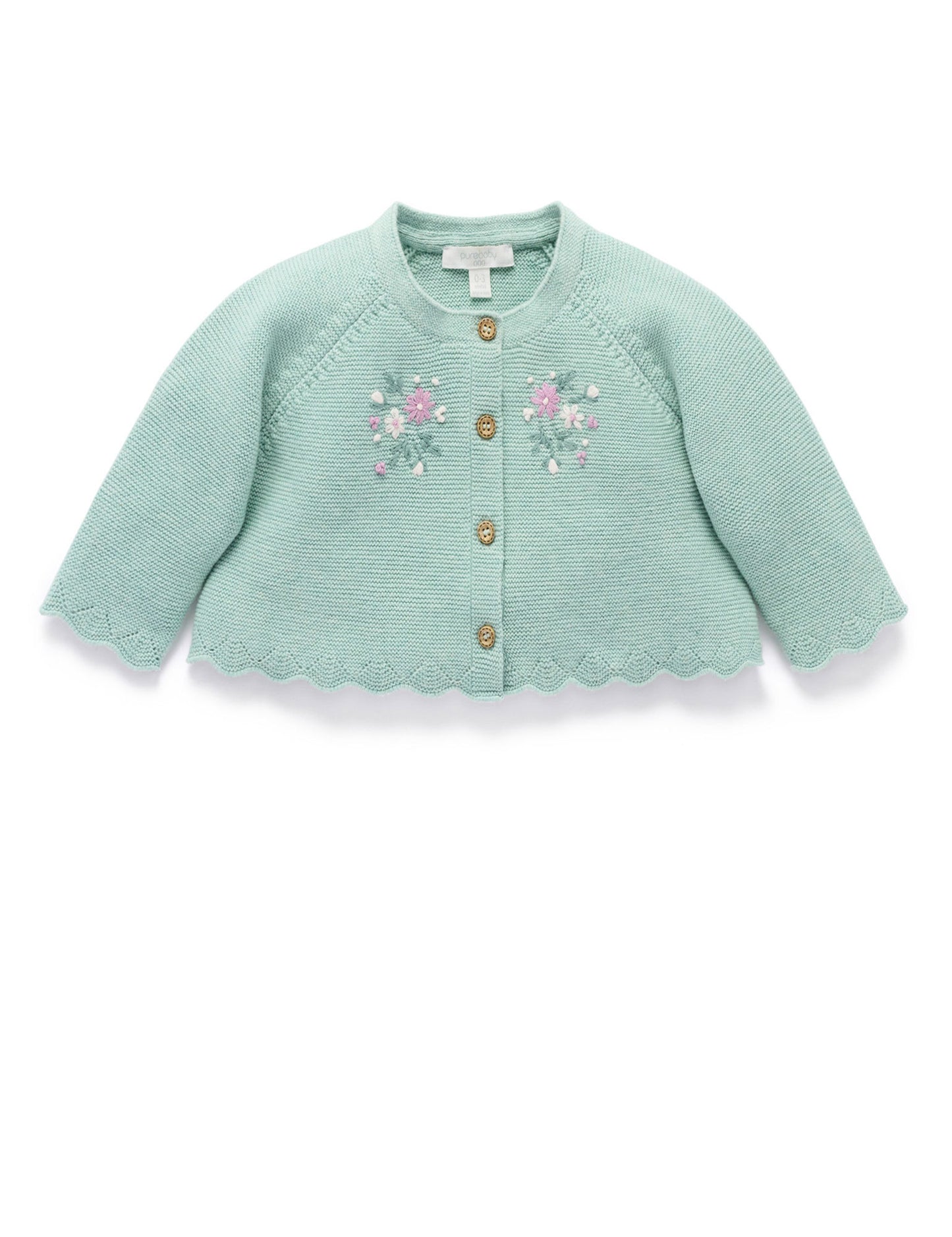 Organic Sage Floral Embroidered Cardigan (Copy)