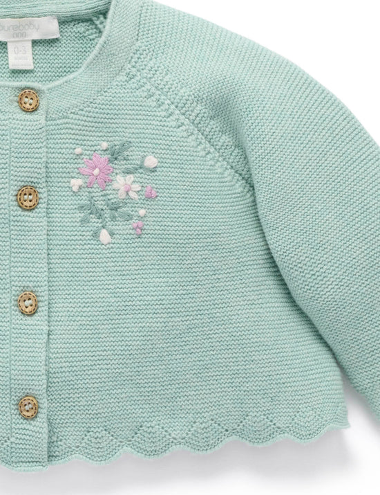 Organic Sage Floral Embroidered Cardigan (Copy)