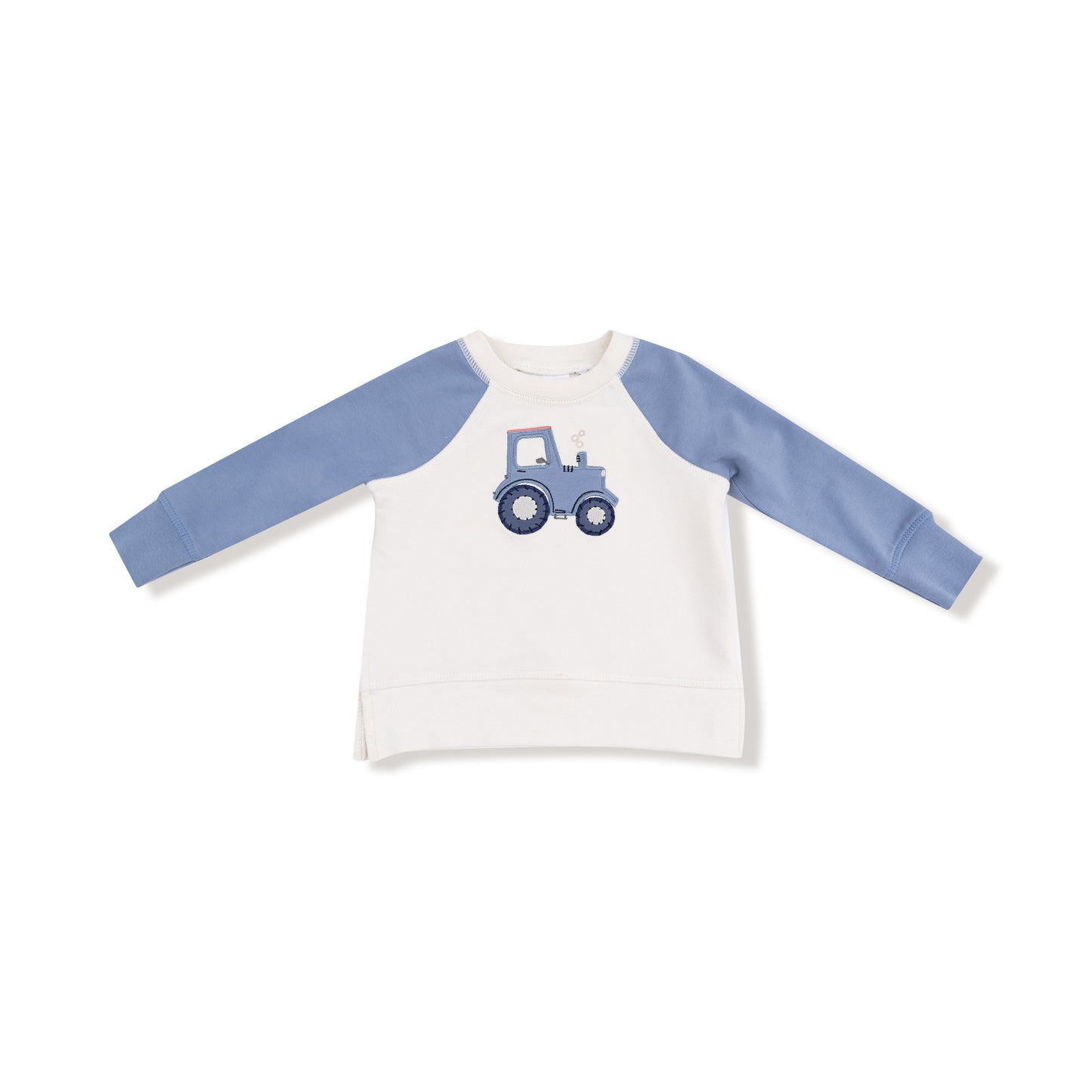 French Terry - Mini Tractors - Raglan Sweatshirt with French Terry Applique and Jogger