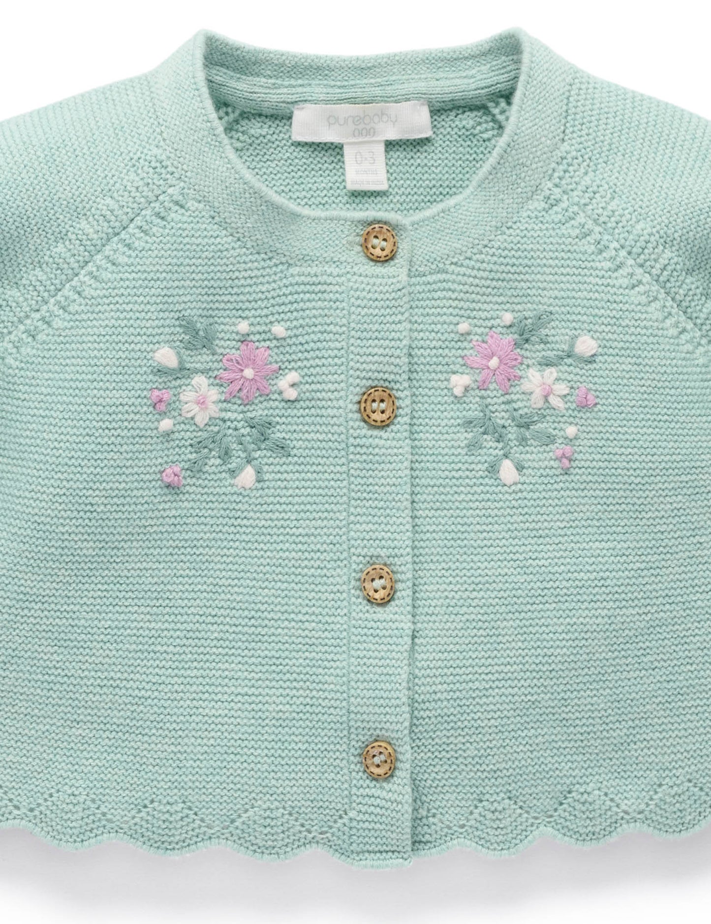 Organic Sage Floral Embroidered Cardigan (Copy)