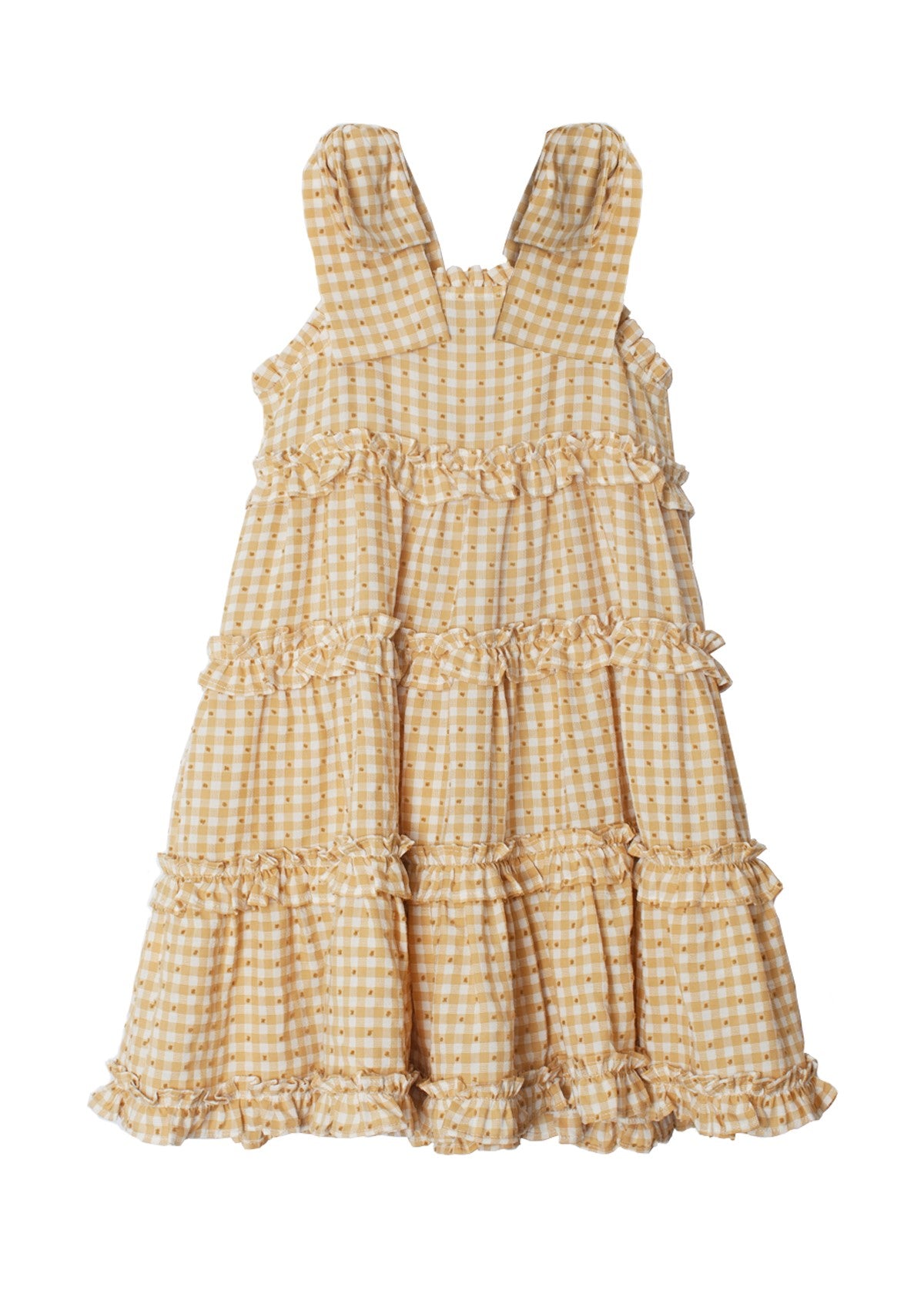 Yellow Gingham Tiered Dress