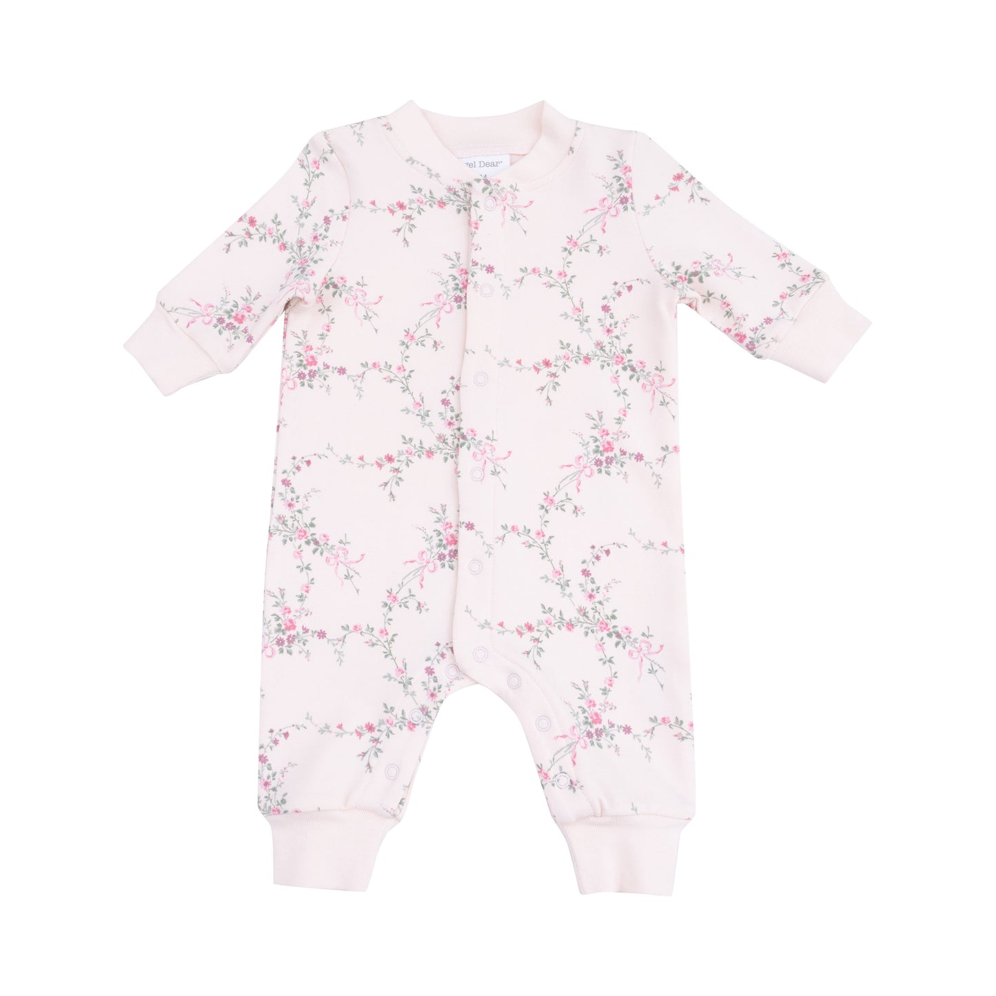 French Terry Antoinette Floral  Romper With Front Placket