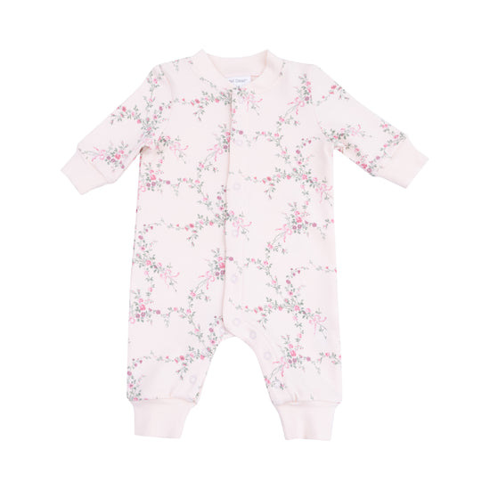 French Terry Antoinette Floral  Romper With Front Placket