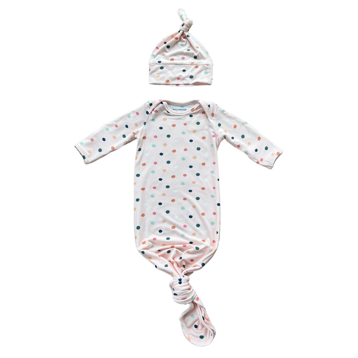 Polka Dot Knotted Bamboo Sleeper/Hat Set