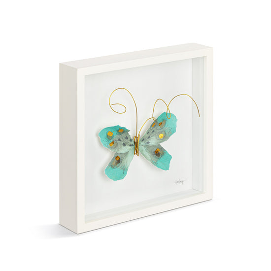 Turquoise&Gold Butterfly Wall Art 10"sq