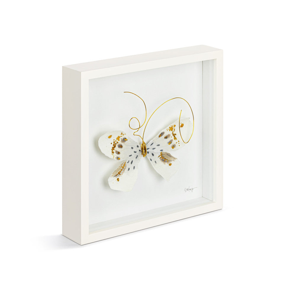 White & Gold Butterfly Wall Art 10"sq