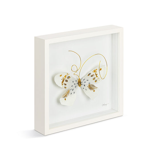 White & Gold Butterfly Wall Art 10"sq