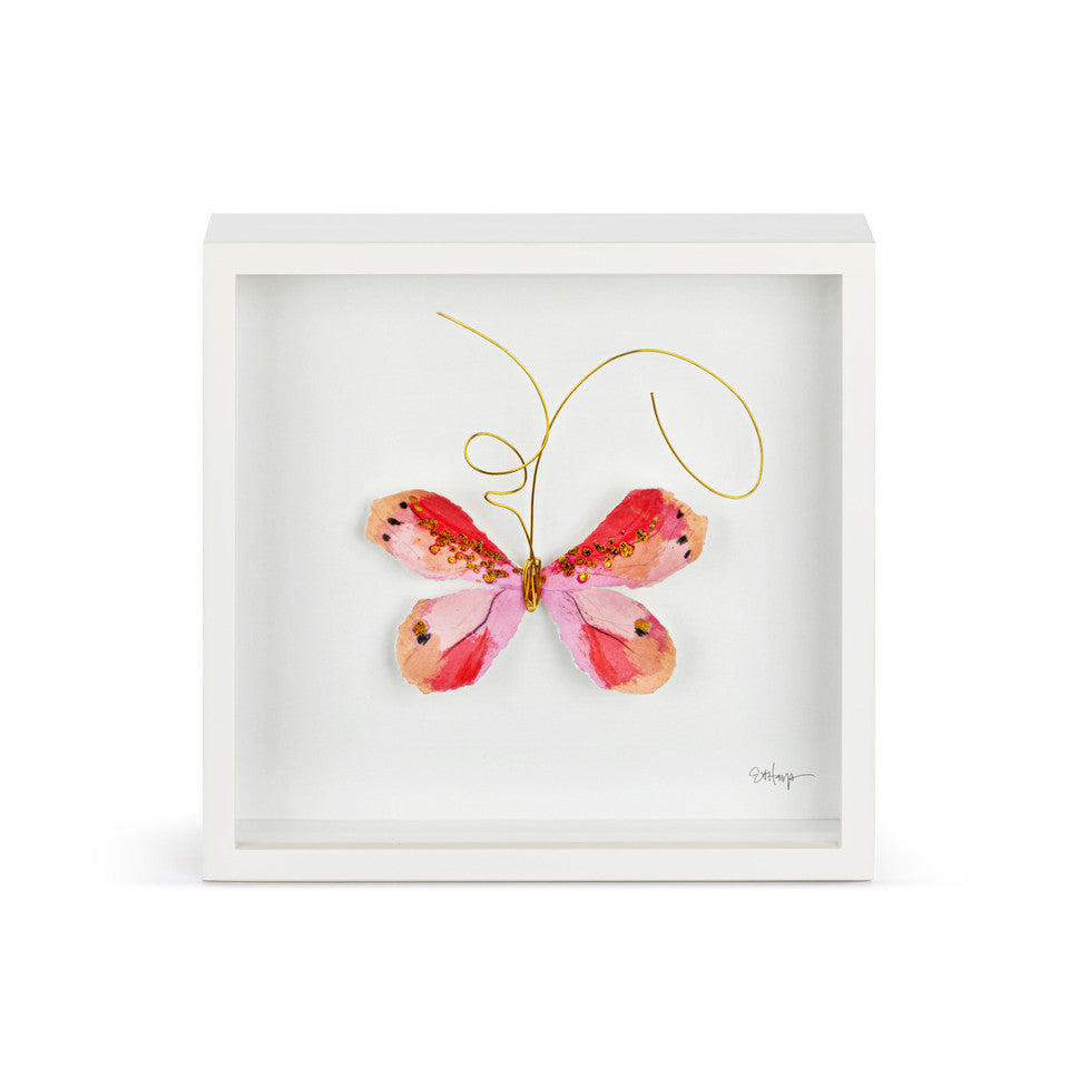 Pink Butterfly Wall Art 10"sq