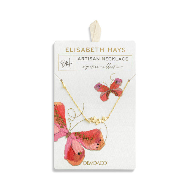 Butterfly Cluster Gold Necklace 16in