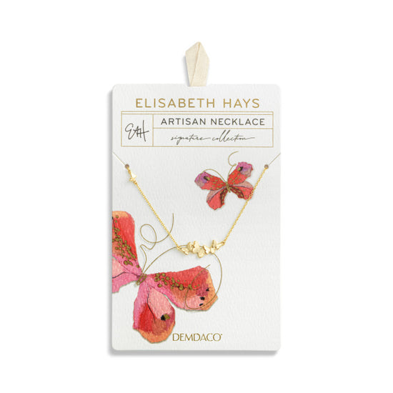 Butterfly Cluster Gold Necklace 16in